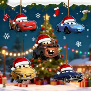 디즈니 맥퀸 크리스마스 장식품 새로운 애니메이션 자동차 아크릴 펜던트 귀여운 크리스마스 트리 장식 홈 데코 어린이 장난감 선물 핫 세일