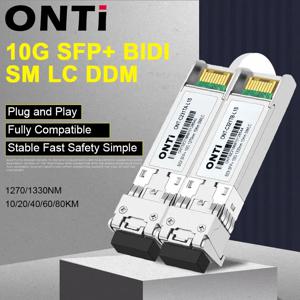 ONTi 10G BIDI SM LC WDM SFP+ 모듈 1270/1330nm 단일 모드 10-80KM Cisco 스위치와 호환되는 광섬유 모듈