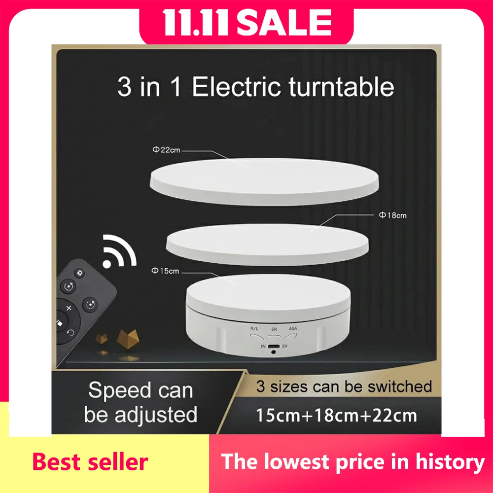 3개 속도 전기 회전 비주얼라이저 360 °   비디오 촬영 소품 보석 신발용 턴테이블 규정 USB 충전 디스플레이 스탠드