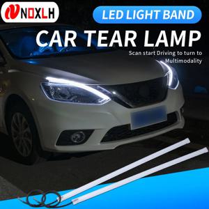 2pcs 자동 헤드 라이트 흰색 회전 신호 노란색 브레이크 흐름 조명 LED DRL 자동차 주간 러닝 라이트 유연한 방수 스트립 12V