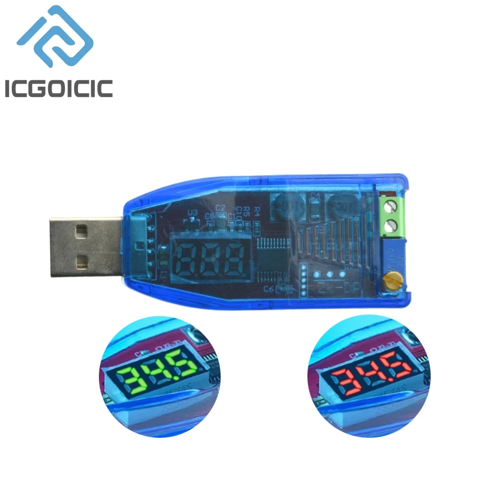 LED DC-DC 5V ~ DC 1-24V 가변 전위차계 USB 스텝 업/다운 벅 부스트 컨버터 전원 공급 장치 전압 레귤레이터 모듈