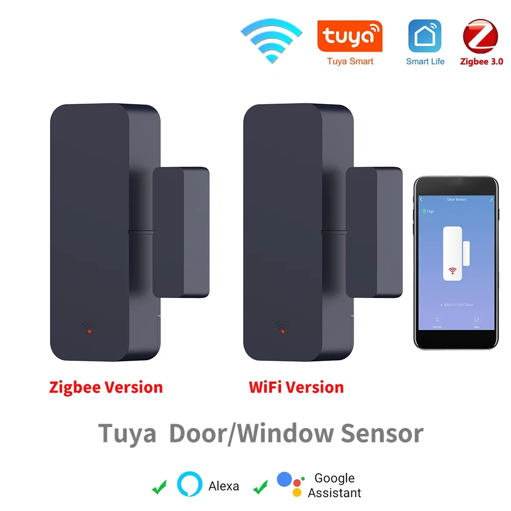 Zigbee Wifi 도어 윈도우 엔트리 센서 보안 도난 자기 경보 Alexa Google Home Tuya와 호환되는 스마트 라이프