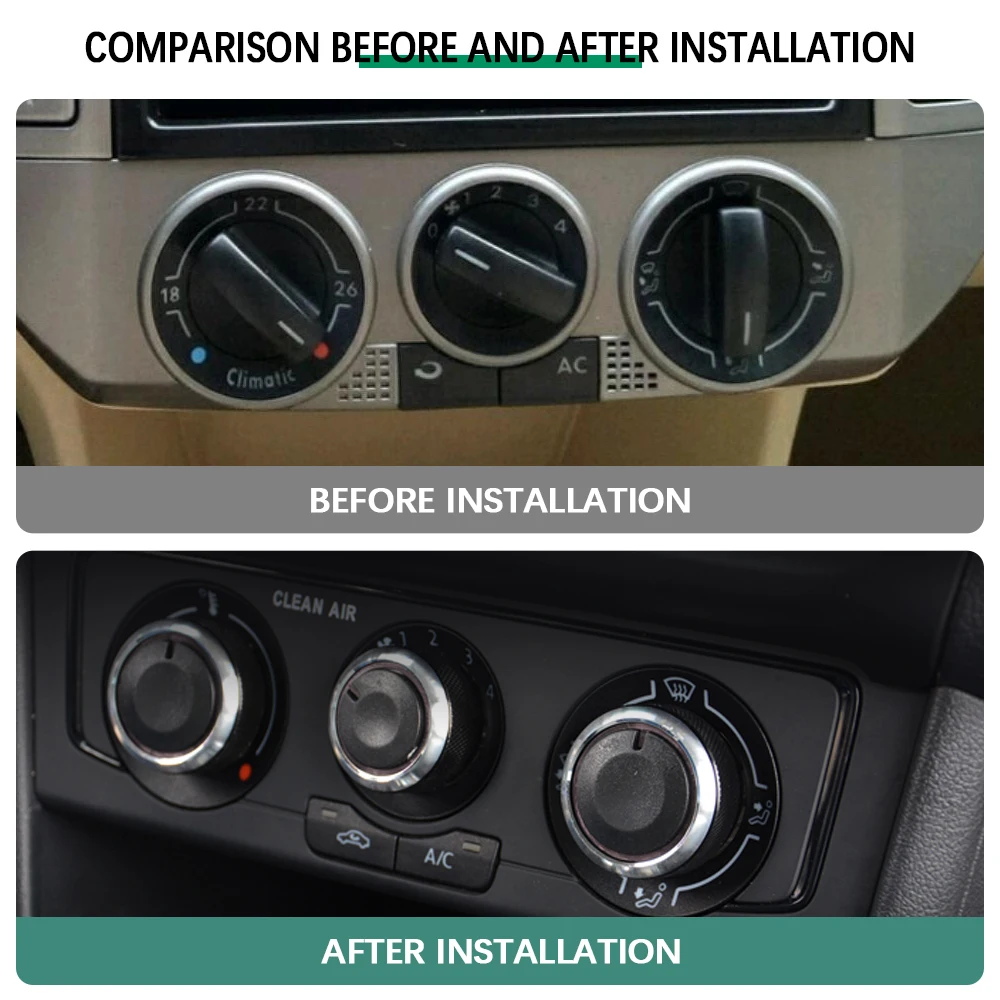 폭스 바겐 폴로 2002-2013 2014 MK4 MK5 9N 9N3 6R 3 개/대 알루미늄 합금 AC 손잡이 열 제어 스위치 버튼 손잡이