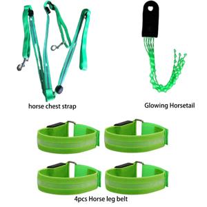 3Pcs LED 말 타기 세트 다리 가슴 꼬리 스트랩 승마 승마 빛나는 승마복 야간 조명 보이는 말 승마