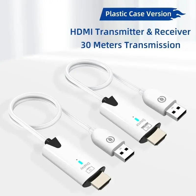 30m 무선 전송 비디오 송신기 수신기 HDMI 호환 확장기 어댑터 카메라 PC-TV 용 케이블 스크린 미러