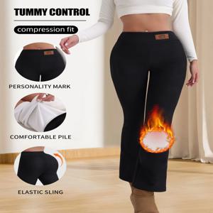 여성용 플리스 안감 레깅스 - 겨울 플레어 레깅스, 따뜻한 트레이닝 하이킹 요가 팬츠, 겨울 팬츠