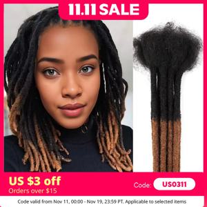 두께 0.6cm, 길이 6-24인치, 10개 묶음, 여성용 옴브레 브라운 드레드락 인모 붙임머리, 염색 가능