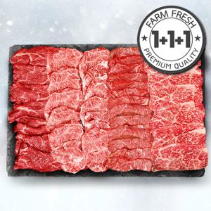 1++ 투뿔 한우 배부른 3종 구이 모둠 한판 600g