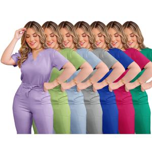 여성용 통기성 병원 유니폼, 캐주얼 의료 스크럽, 반팔 간호 스크럽 유니폼 세트, 살롱 스파 작업복, 탑 셀러