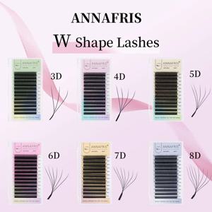 ANNAFRIS Premade 볼륨 팬 W 자형 YY 3D 4D 5D 속눈썹 자동 꽃 W 속눈썹 연장 자연 소프트 전체 밀도 밍크 속눈썹