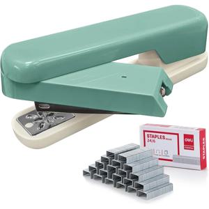 1세트 회전식 데스크탑 스테이플러 20매 용량 360도 회전 소책자 또는 책 제본용 사무실 학교 용품 도구