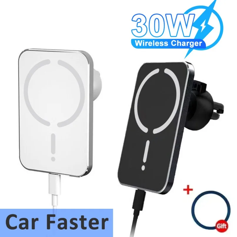 무선 충전 마그네틱 에어벤트 폰 홀더 스탠드 30W 고속 충전 패드 (맥세이프 아이폰 16 15 14 13 12 Pro Max 12 XS 호환)