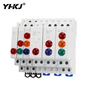 HD9 DIN 레일 마운트 LED 신호 램프 시리즈 9mm 18mm 220V 표시 파일럿 조명 빨간색 파란색 노란색 녹색 전원 신호등