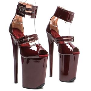 Leecabe 23CM / 9inches Shiny Patent PU 어퍼 트렌드 패션 플랫폼 하이힐 샌들 스트리퍼 힐 폴 댄스 슈즈