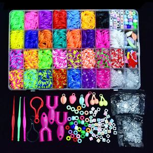 1박스 고무줄 루프 밴드 팔찌 키트 리필 비즈 세트 DIY 탄성 팔찌 공예 쥬얼리 제작 창작 뜨개질 액세서리