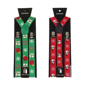크리스마스 멜빵 남성 여성 Y-백 스트랩 바지 용 멜빵 드레스 홀더 교정기 탄성 가죽 벨트 스트랩 크리스마스 선물