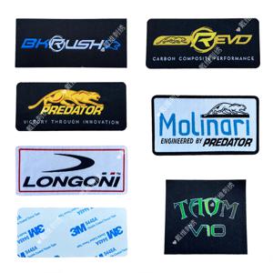 커스텀 브랜드 일본 로고 당구 큐 스티커 케이스 가방 자수 직조 패치 당구 랩 배지 3M 스티커 장식