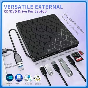 7 in 1 USB3.0&타입 C CD DVD 레코더 플레이어 외장 DVD 버너 광학 드라이브 휴대용 리더 (노트북, 데스크탑, 노트북용)