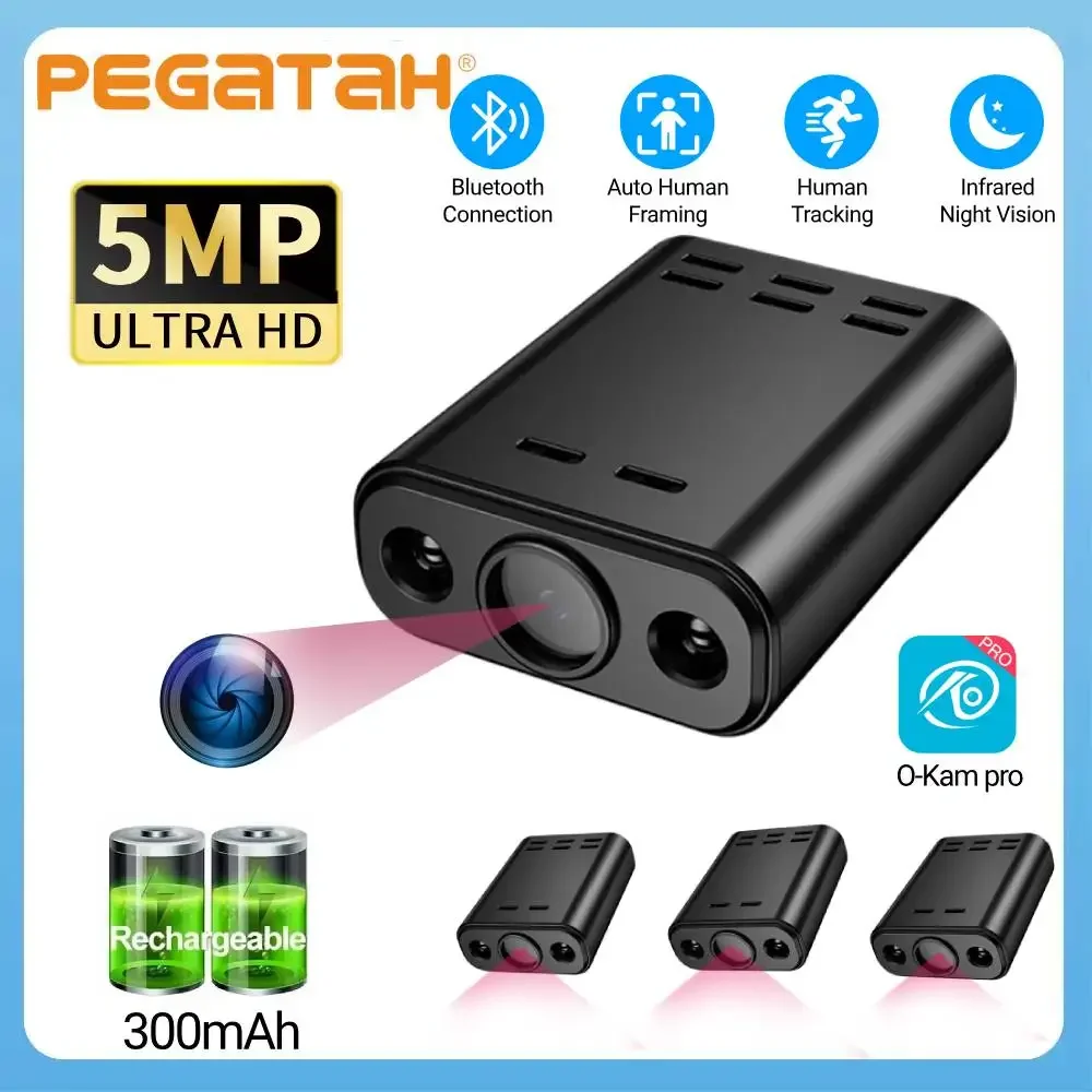 1-8Pcs 미니 WIFI 카메라 5MP HD 내장 배터리 인간 추적 IP 원격 모니터링 캠코더 IR 야간 투시경 바디 Protable 캠