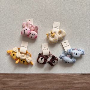 여아용 만화 오리 탄성 헤어밴드, 헤어 액세서리, 스크런치, 포니테일 홀더, 어린이용 면 헤어타이, 고무줄