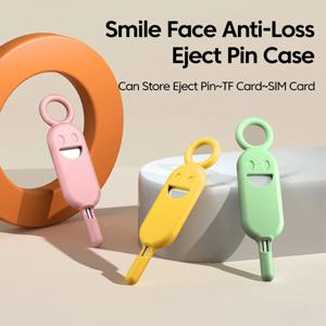 스마일 페이스 분실 방지 이젝트 핀 케이스 메모리 SIM 카드 홀더 휴대용 SIM 롱 카드 핀 키체인 링