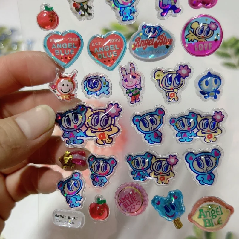 디즈니 엔젤 블루 스티커 만화 3D 릴리프 스티커 DIY 전화 케이스 물컵 기타 가방 장식 소녀 소년 보상 스티커
