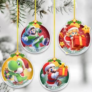 슈퍼 마리오 브라더스 크리스마스 트리 장식 액세서리용 8CM 아크릴 펜던트 장식 애니메이션 프린세스 피치 선물