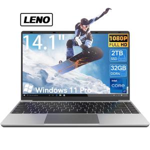 LENO 14.1인치 울트라 슬림 노트북 32GB 2TB 윈도우 11 인텔 코어 i7 8650U 게이밍 컴퓨터 PC 게이머 사무용 노트북 1920*1080 HD