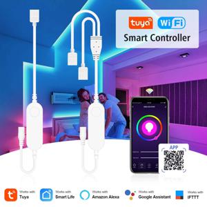 Tuya 스마트 라이프 APP 5V-24V WiFi 3Pin 4 핀 RGB LED 라이트 스트립 무선 원격 컨트롤러 스마트 홈 Alexa Google 홈으로 작동
