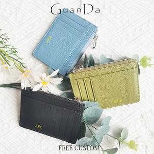 사용자 정의 이름 럭셔리 디자인 카드 홀더 패션 지퍼 정품 가죽 동전 지갑 여성을위한 캐주얼 도매 명함 지갑