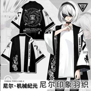 게임 NieR Automata Anime Shirt 일본 전통 의상 하오리 코스프레 기모노 여성 남성 아시아 streetwear 카디건 유카타