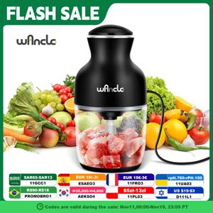Wancle 전기 고기 연마기 주방 다지기 스테인레스 스틸 블레이드 야채 마늘 분쇄기, 가정용 식품 가공 믹서기