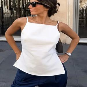 HXAO 여성 탑 2024 레이스업 백리스 캐미솔 탑 여성 저렴한 옷 섹시 패션 탱크 & 캐미 크롭탑 여성 화이트 블랙 탑