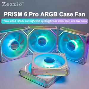 ZEZZIO PRISM 6 PRO 120mm ARGB 케이스 팬 PWM 온도 제어 5V 3PIN 3면 인피니티 미러 조용한 컴퓨터 냉각 팬