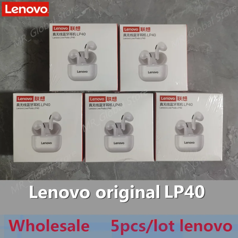 Lenovo LP40PRO/LP40 5pcs 무선 이어폰 Bluetooth 5.0 듀얼 스테레오 소음 감소 저음 터치 컨트롤 긴 대기 230mA