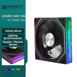 UPSIREN UF-3 프리즘 7 프로 컴퓨터 케이스 냉각 선풍기, 양면 풀 렌즈, 12cm ARGB 마더보드 동기화, CD 패턴 축