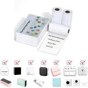 M02/T02/M02 Pro/M02S/M03/M03AS/M04S/M04AS 미니 스티커 프린터용 T02 감열지 자체 접착, 흰색 바탕에 검정색 50mm x 3.5m