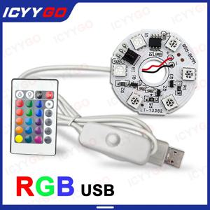 DC5V 저전압 다채로운 그라데이션 LED RGB 라이트 보드 USB 케이블 + 원격 제어 DIY 모델 디스플레이 라이트 LED PCB 라이트 보드