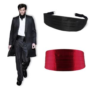 Cummerbunds 남성용 블랙 새틴 탄성 벨리밴드 턱시도 정장, 패션 신사 커머번드 웨딩 파티 셔츠 정장 액세서리