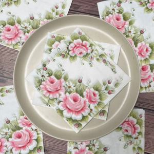 10/20pcs 33cm 연꽃 인쇄 얼굴 조직 피크닉 생일 파티 결혼식 고백 조직 전체 꽃 냅킨 데쿠 파주