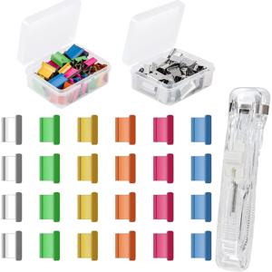 스테이플 금속 클립 푸시 핸드 종이 클리퍼(리필 고정 포함) 스테이플러 구성 문서 파일용 재사용 가능한 푸시 클램프