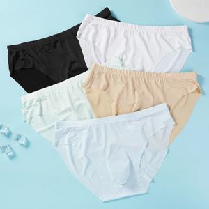 5 개/몫 남자 여름 얼음 실크 팬티 투명 섹시한 빠른 건조 유행 통기성 속옷 초박형 원활한 팬티