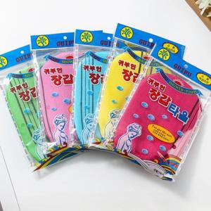 이탈리아 바디 스크럽용 바스타월과 한국산 접착식 각질 제거 미트 마사지 바디워시 장갑 세트