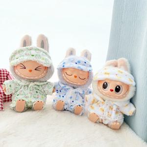 Labubu 미니 잠옷 아이 마스크 3 피스 Kawaii 15-17cm V1 V2 Labubu 옷 귀여운 아이돌 봉제 인형 액세서리