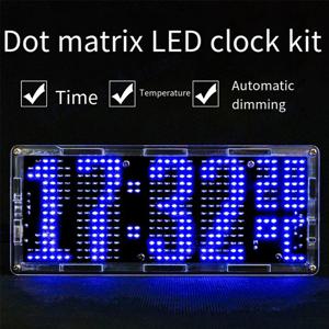 LED 도트 매트릭스 시계 키트 51 단일 칩 마이크로 컴퓨터 광학 제어 전자 시계 DIY 부품
