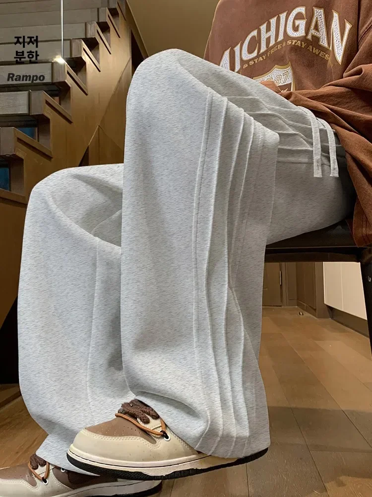 여름 느슨한 캐주얼 남성 운동복 새로운 미국 복고풍 Ey 와이드 레그 바지 십대 드레이프 스포츠 긴 바지