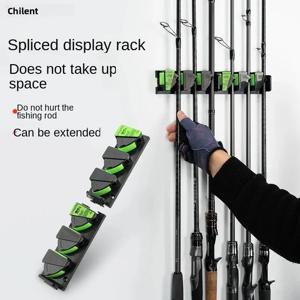 린휴 벽걸이형 및 3M 접착식 낚싯대 홀더 수직 낚싯대 디스플레이 랙 3홀 연결 가능