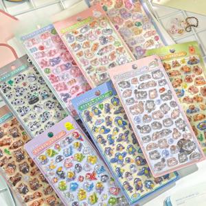 3D 릴리프 카와이 동물 스티커 푹신한 일본식 젤리 만화 스티커 공예 전화 케이스 편지지 스크랩북 장식