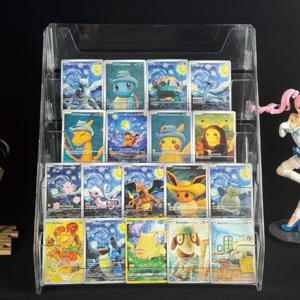 Ptcg 18pcs DIY 만화 애니메이션 자기 통제 Mewtwo Pikachu Charizard Eevee 수집 트레이딩 서명 카드 어린이 생일 선물