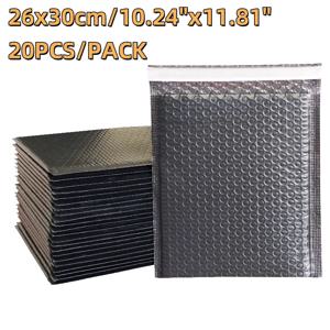 20개 26x30cm 대형 검정색 자체 접착 버블 메일러 충격 방지 패딩 봉투 음악 레코드 아트 포트폴리오 보호용